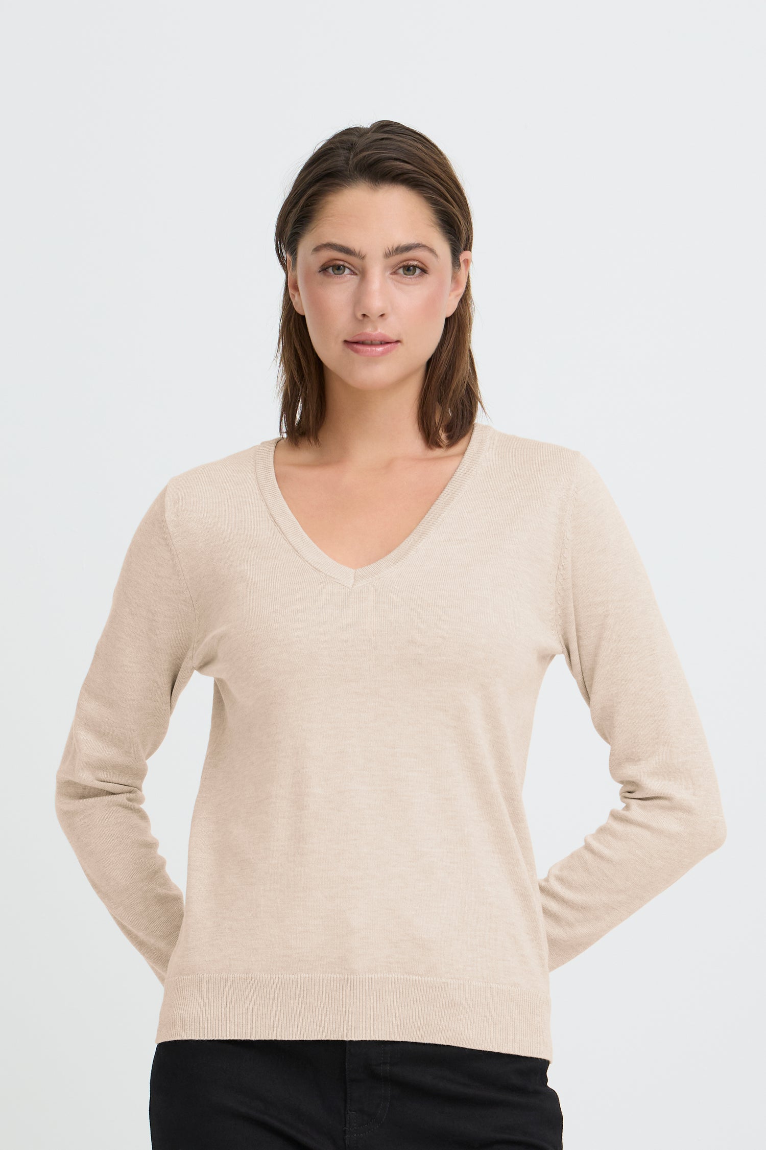 Ichi Luls V-Neck Long Sleeve Sweater