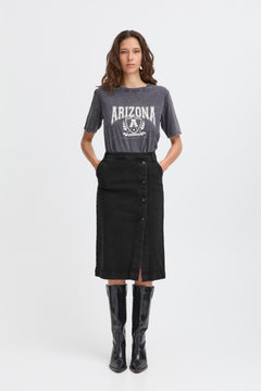 B.Young Lara Button Denim Skirt