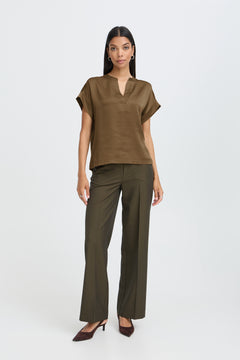 B. Young Selita V Placket Neck Top