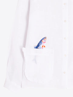 Vilagallo Linen Embroidered Fish Blouse