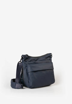 Aunts & Uncles Nanuki RE Lite Crossbody Bag. A dark navy blue nylon shoulder bag with a front flap pocket and an adjustable shoulder strap, photographed on a clean white studio background.