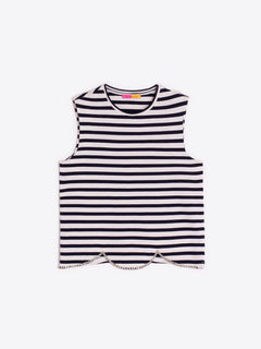 Vilagallo Striped Scalloped Hem T-Shirt