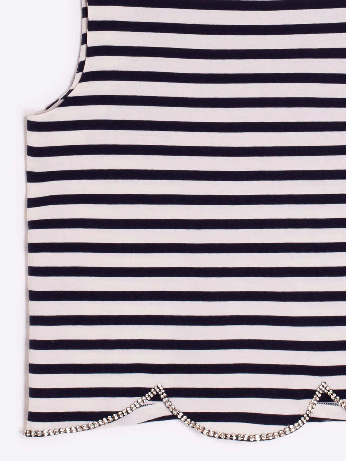 Vilagallo Striped Scalloped Hem T-Shirt