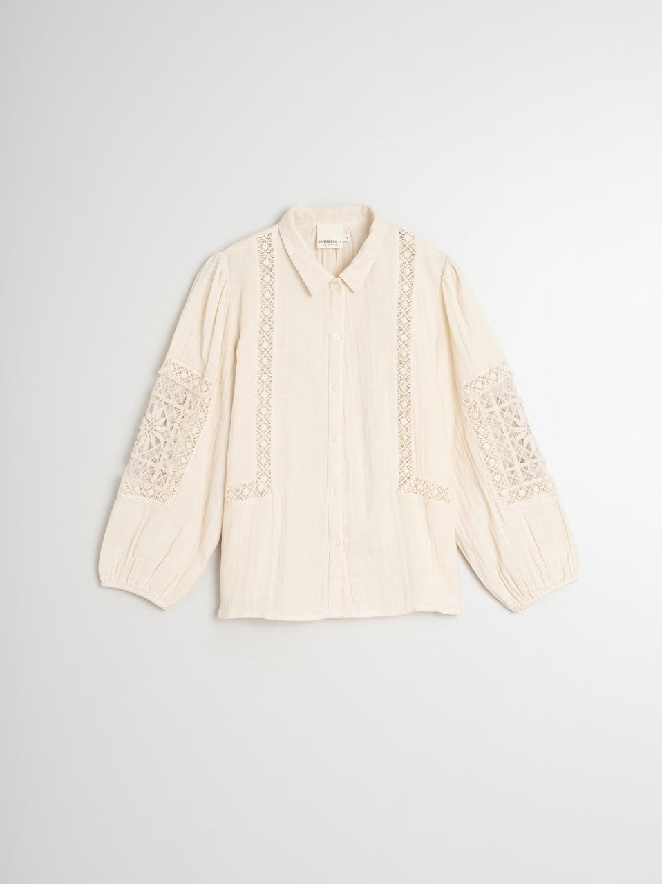 Indi & Cold Lace Inset Double Gauze Blouse