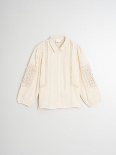 Indi & Cold Lace Inset Double Gauze Blouse
