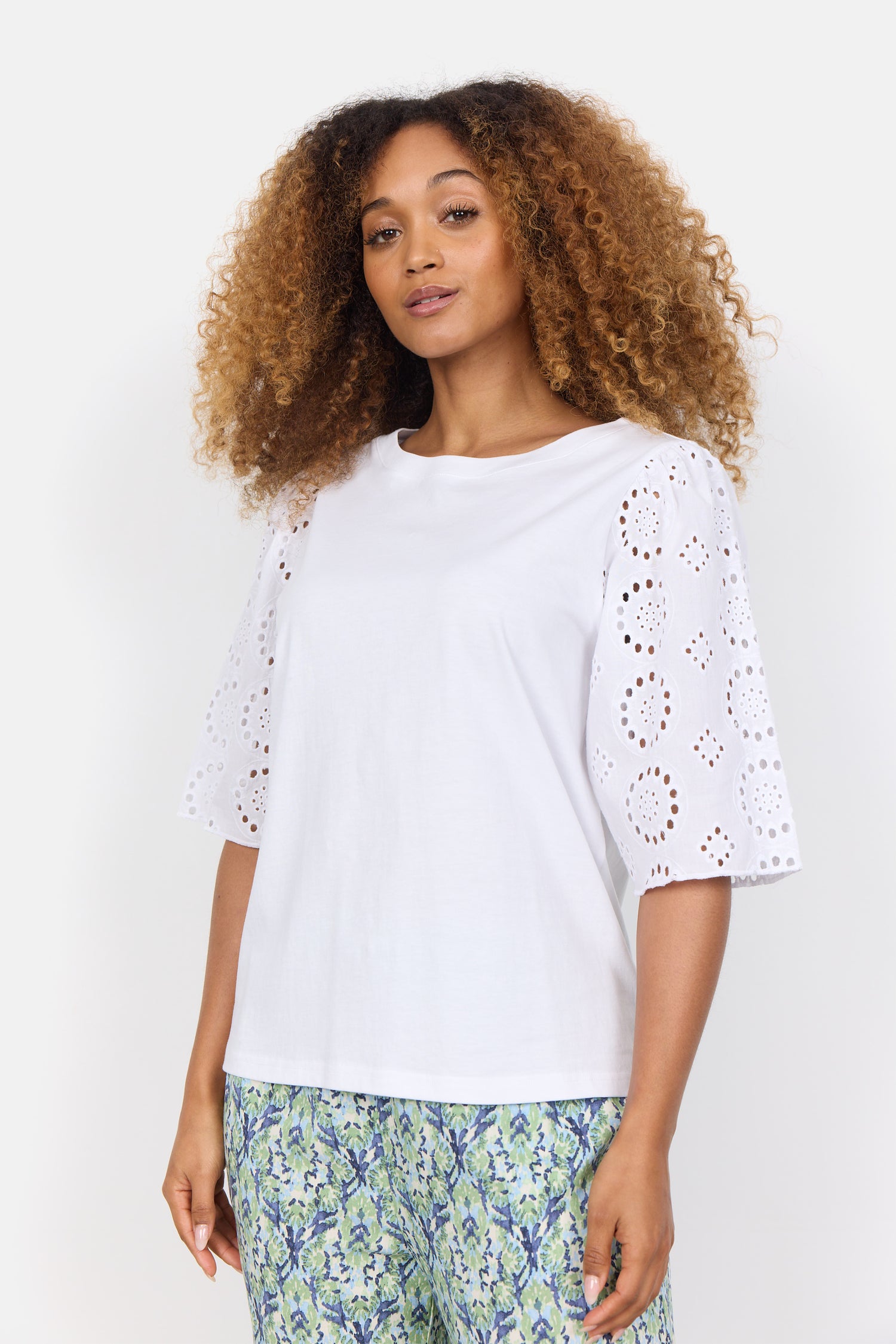 Soya Concept Loraine Eyelet Sleeve T-Shirt