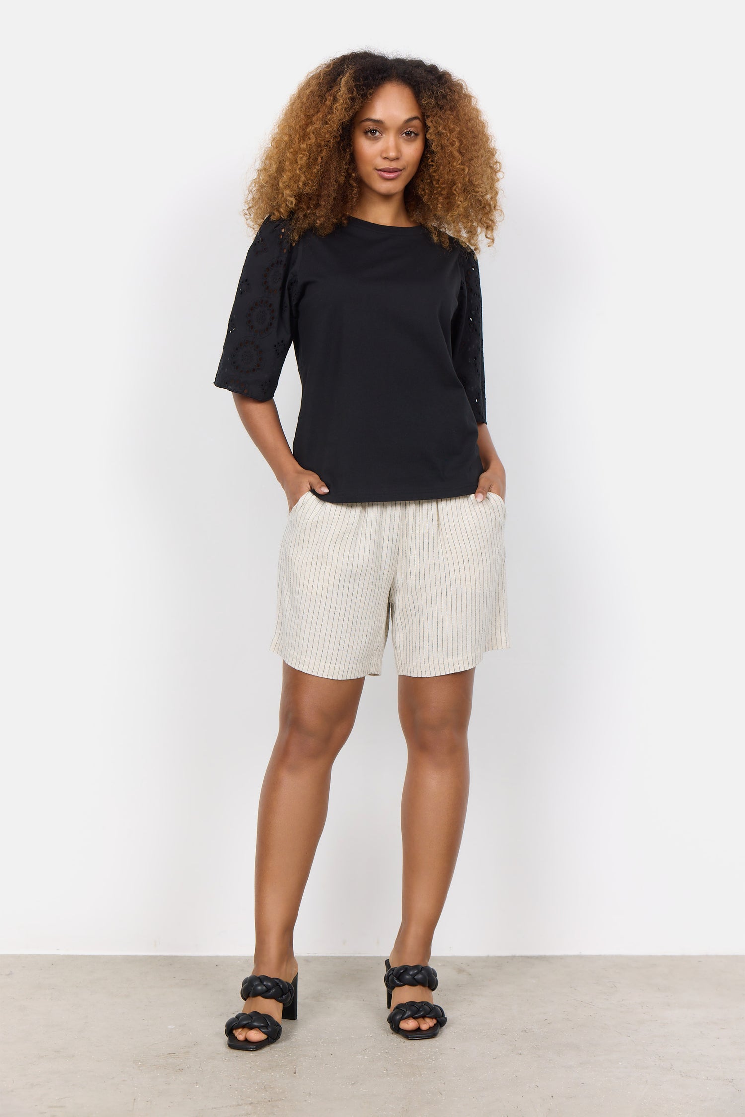 Soya Concept Loraine Eyelet Sleeve T-Shirt