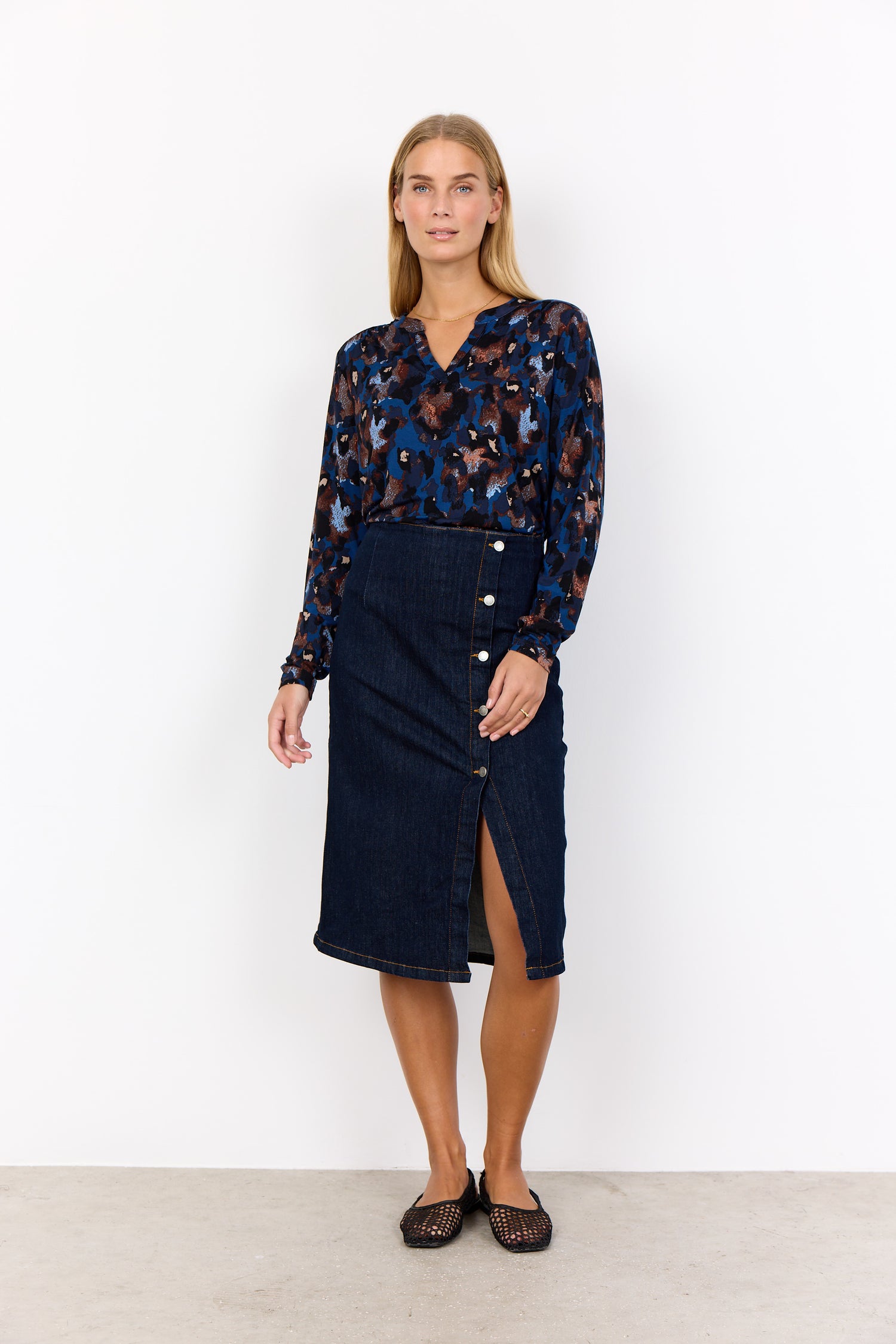 Soya Concept Marica Split Neck Lyocell Top