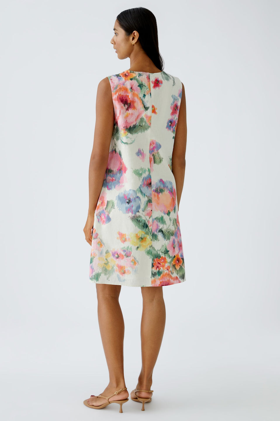 Oui Floral Linen Blend A-Line Dress