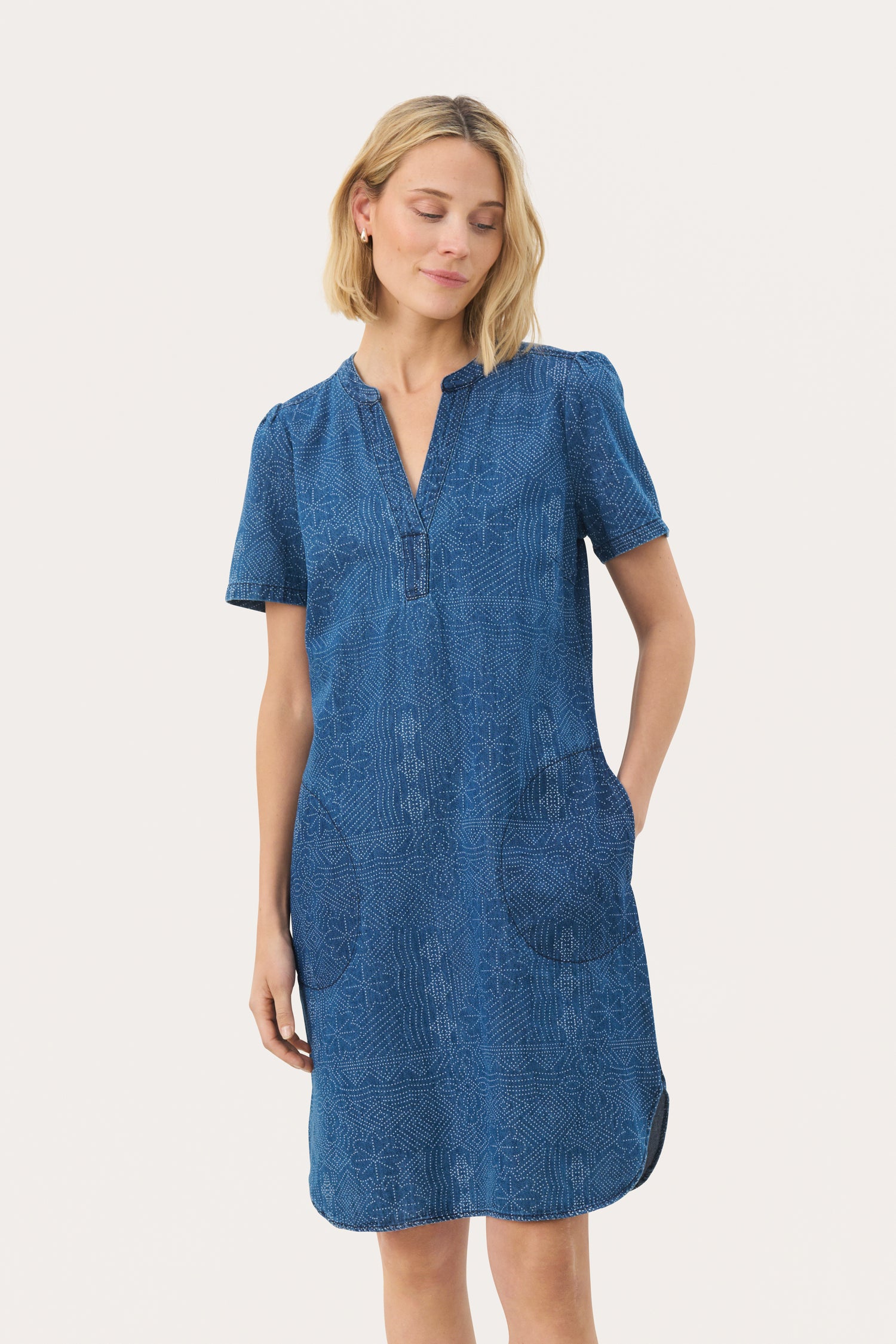 Part Two Aminase Denim Dress (Denim Dot Print)