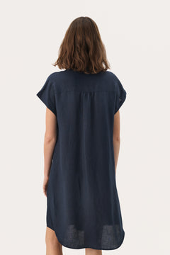 Part Two Ellena Linen Dress (Midnight)