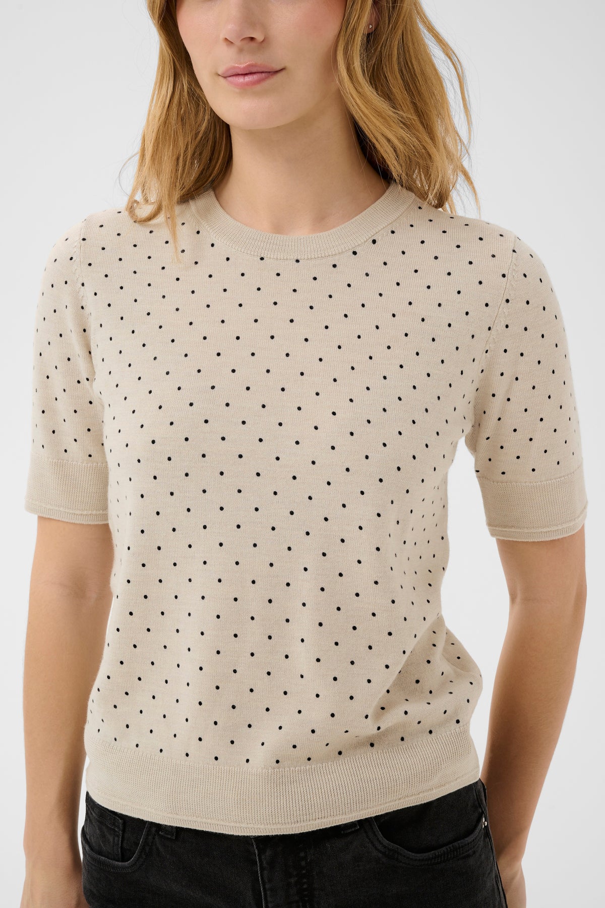 Part Two Natanya Sweater (Natural Dark Navy Dot)