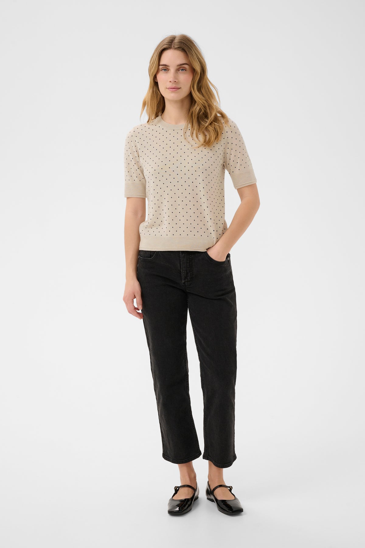Part Two Natanya Sweater (Natural Dark Navy Dot)