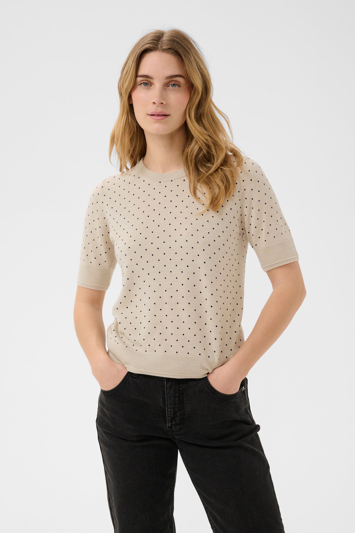 Part Two Natanya Sweater (Natural Dark Navy Dot)