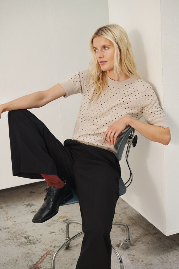 Part Two Natanya Sweater (Natural Dark Navy Dot)
