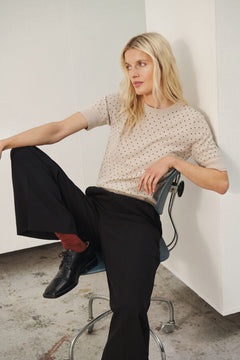 Part Two Natanya Sweater (Natural Dark Navy Dot)
