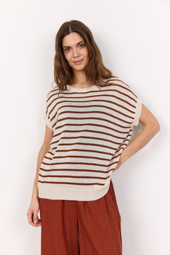 Soya Concept Luanna Stripe Cap Sleeve Knit Top