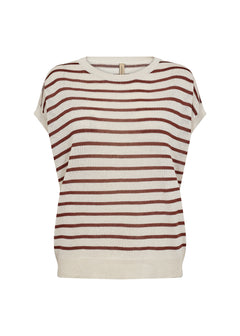 Soya Concept Luanna Stripe Cap Sleeve Knit Top