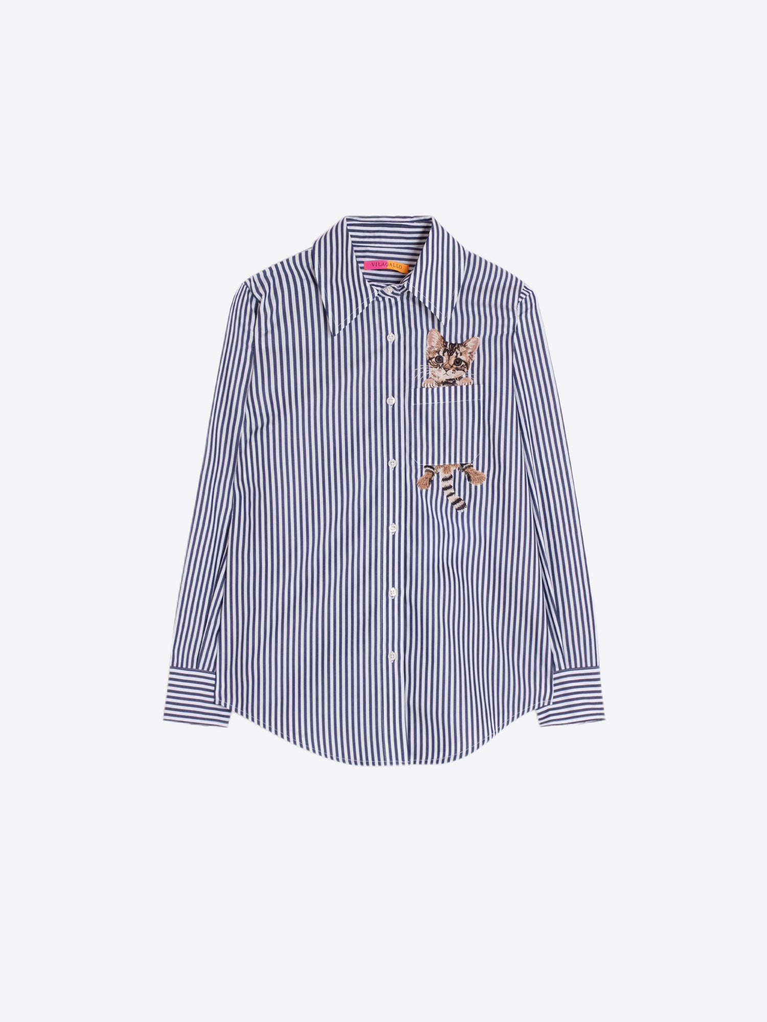 Vilagallo Striped Peekaboo Cat Blouse