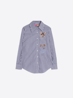 Vilagallo Striped Peekaboo Cat Blouse