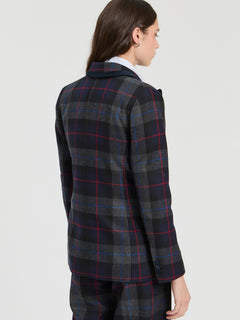 Vilagallo Velvet Trimmed Plaid Blazer