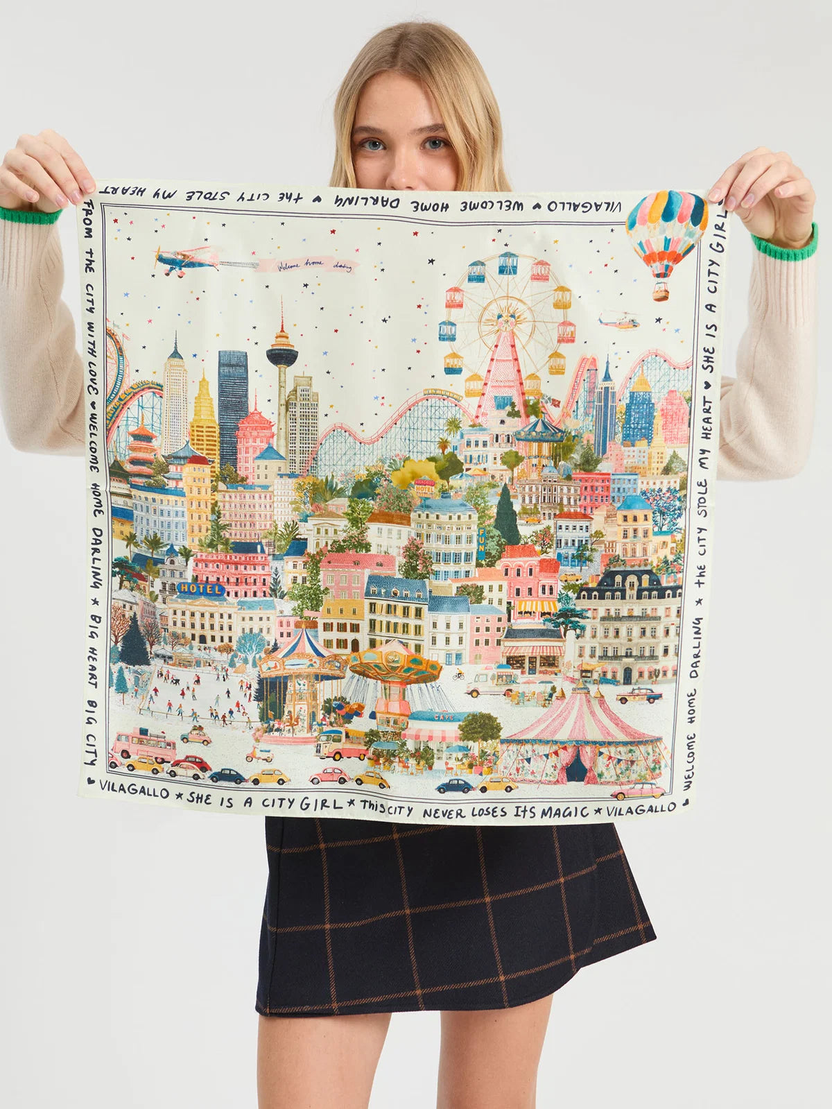 Vilagallo Ferris Wheel Silk Scarf