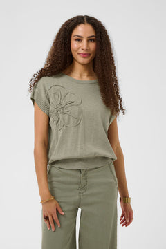 Cream Dela Knit Slipover With Decoration