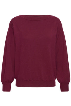 Ichi Luls Boat Neck Long Sleeve Sweater