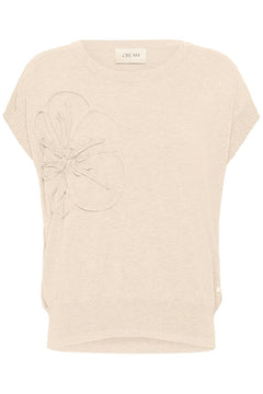 Cream Dela Knit Slipover With Decoration