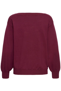 Ichi Luls Boat Neck Long Sleeve Sweater