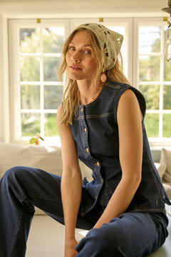 Cream Damy Denim Waistcoat