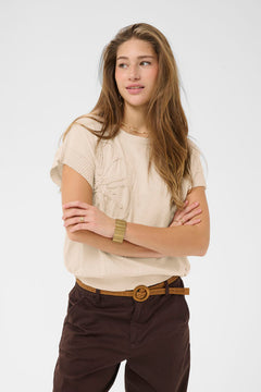 Cream Dela Knit Slipover With Decoration