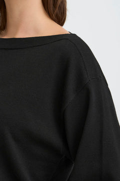 Ichi Luls Boat Neck Long Sleeve Sweater