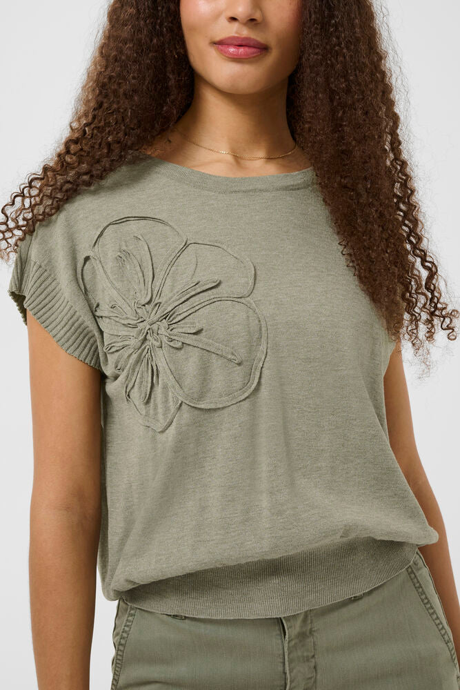 Cream Dela Knit Slipover With Decoration
