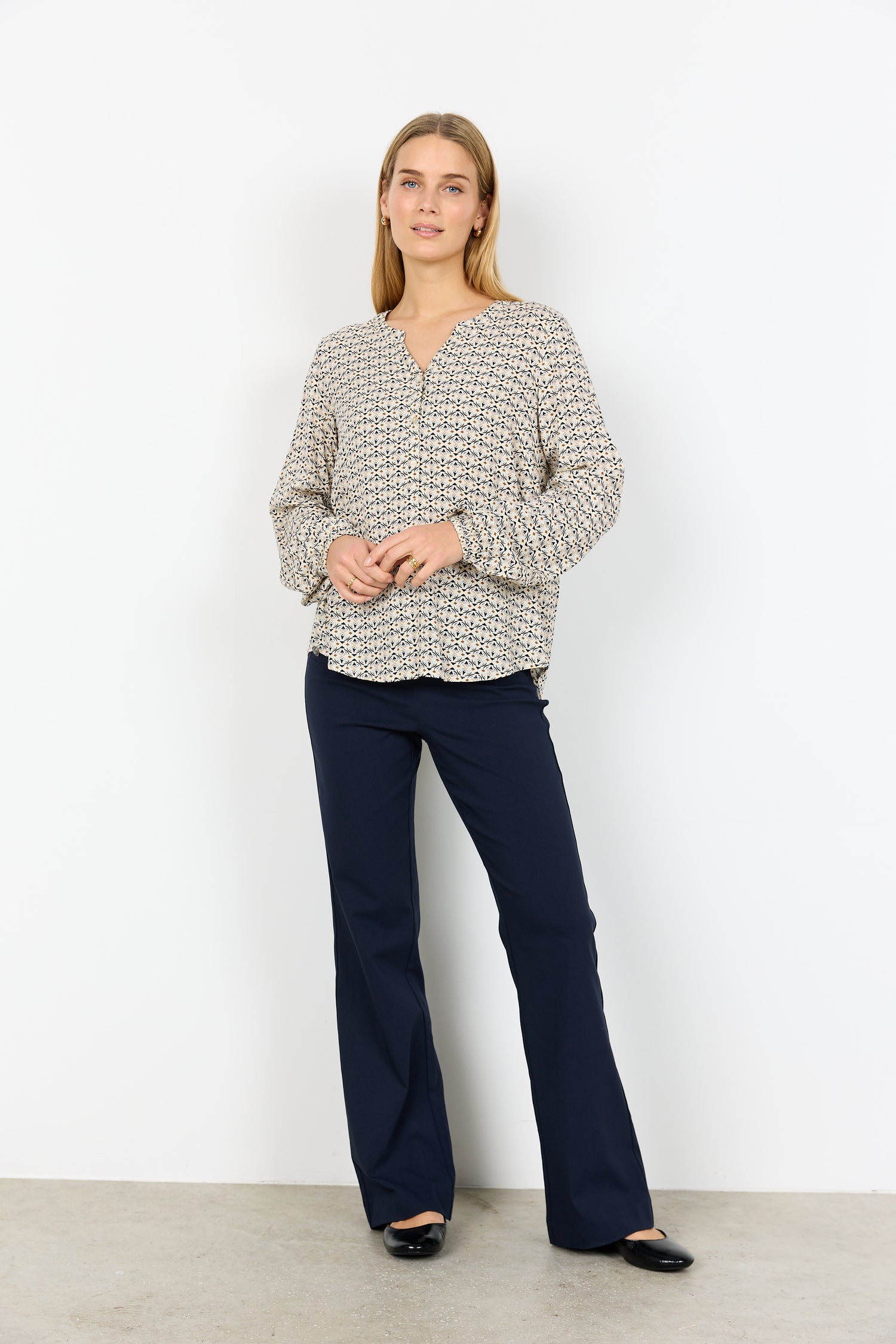 Soya Concept Bellua Henley Printed Blouse