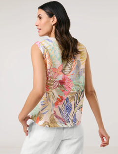 Gerry Weber Printed Linen Sleeveless Blouse