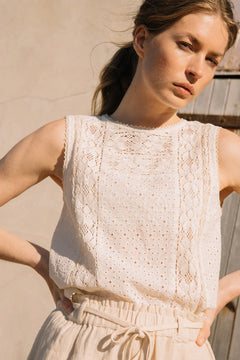 Indi & Cold Sleeveless Embroidered Blouse