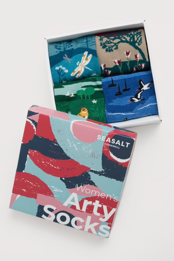 Seasalt Gift Box of 4 Women's Arty Socks Scenic
