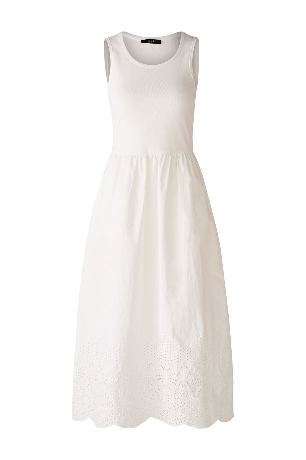 Oui Cotton Jersey & Broderie Anglaise Dress