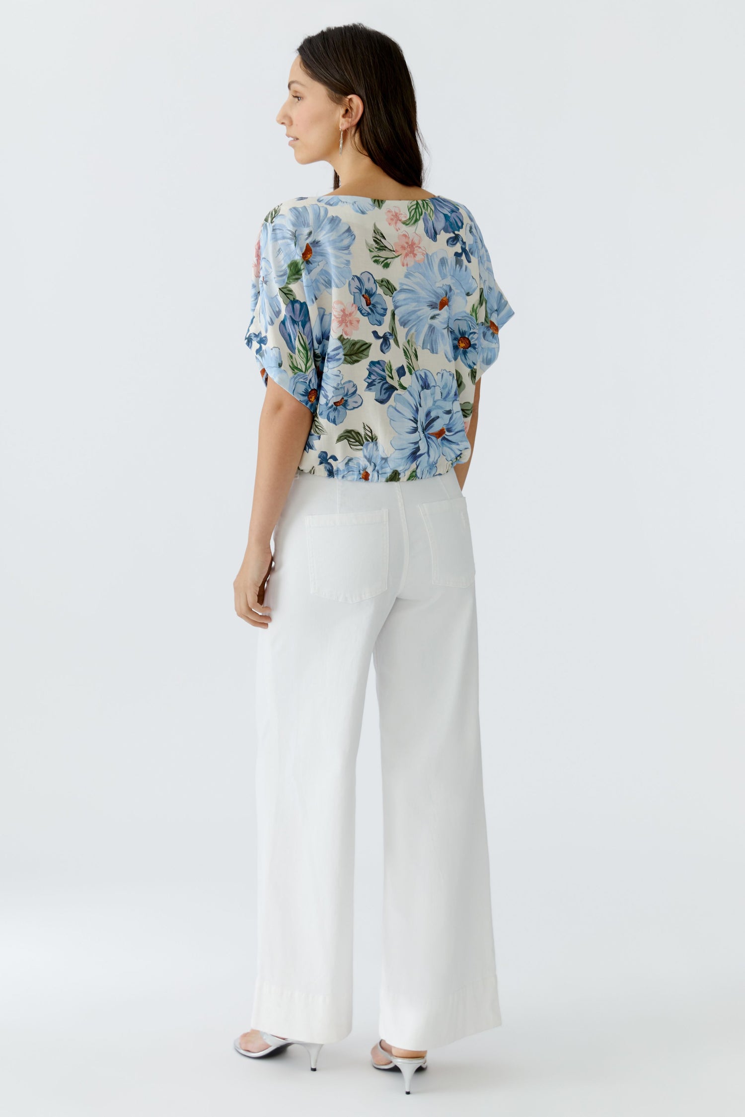 Oui Floral Blouse With Drawcord