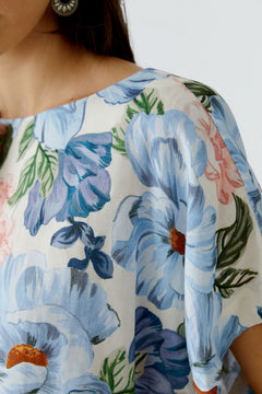 Oui Floral Blouse With Drawcord