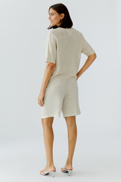 Oui Short Sleeve Linen Sweater