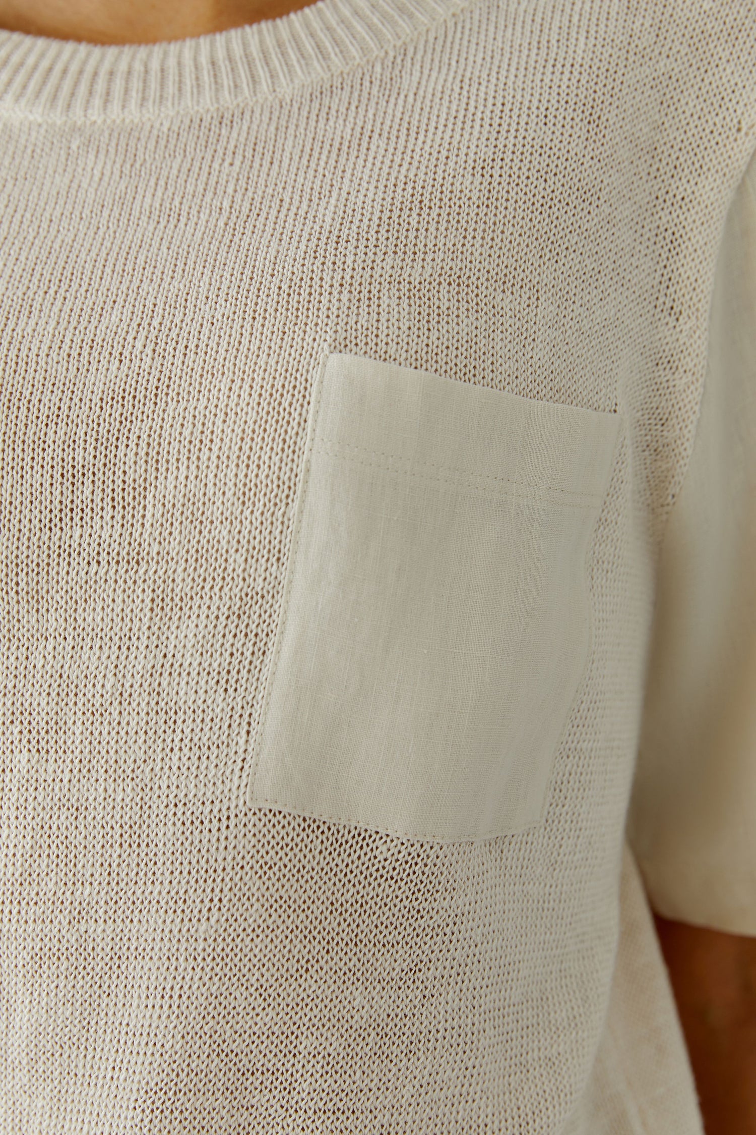 Oui Short Sleeve Linen Sweater