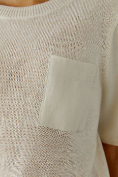 Oui Short Sleeve Linen Sweater