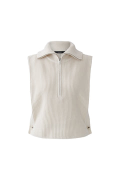 Oui Cotton Blend 1/4 Zip Vest With Collar