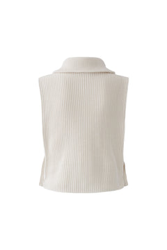 Oui Cotton Blend 1/4 Zip Vest With Collar