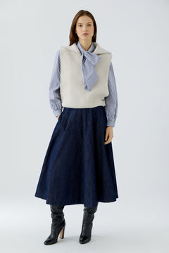 Oui Cotton Blend 1/4 Zip Vest With Collar