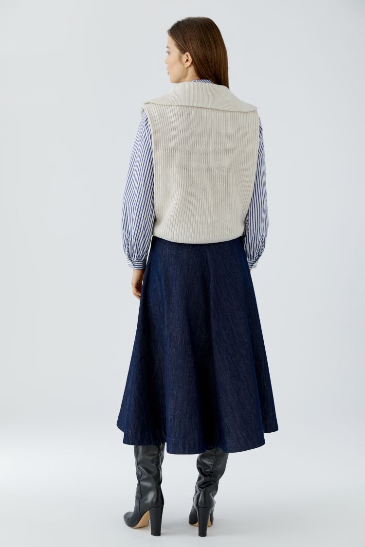 Oui Cotton Blend 1/4 Zip Vest With Collar