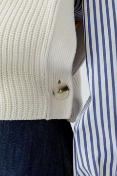 Oui Cotton Blend 1/4 Zip Vest With Collar