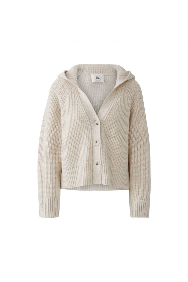 Oui V-Neck Cardigan With Hood